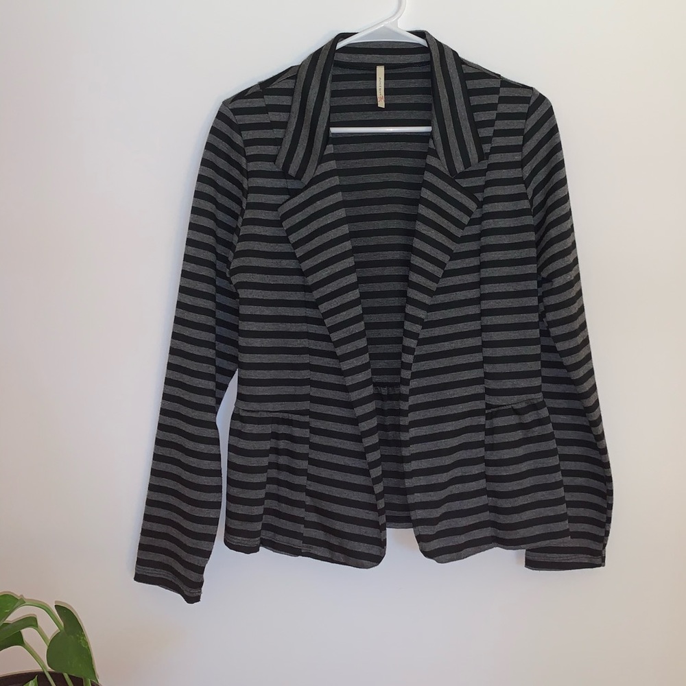 Olivia Moon striped Ruffled Blazer Jacket it Sz M